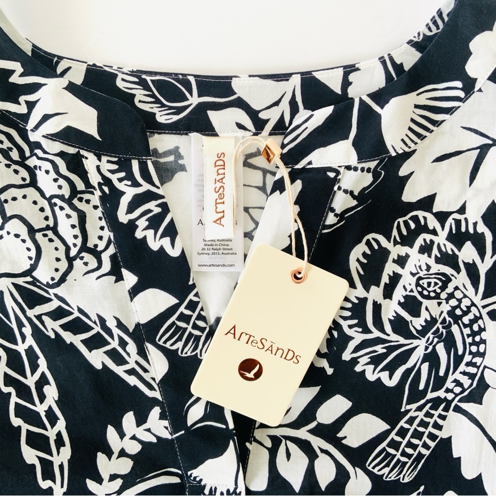 ArTeSÄNDs Amadeus Cantata Forte Black White Print Cotton Dress Size 12-14 NWT - Picture 10 of 15